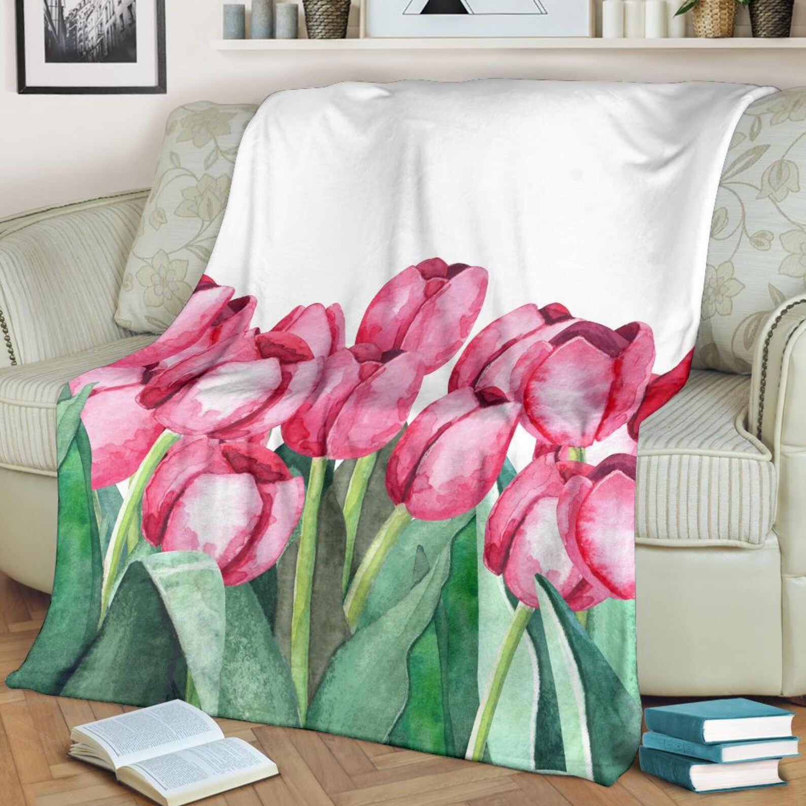 Tulips Flowers Blanket Tulips Throw Blanket Tulips Fleece Etsy
