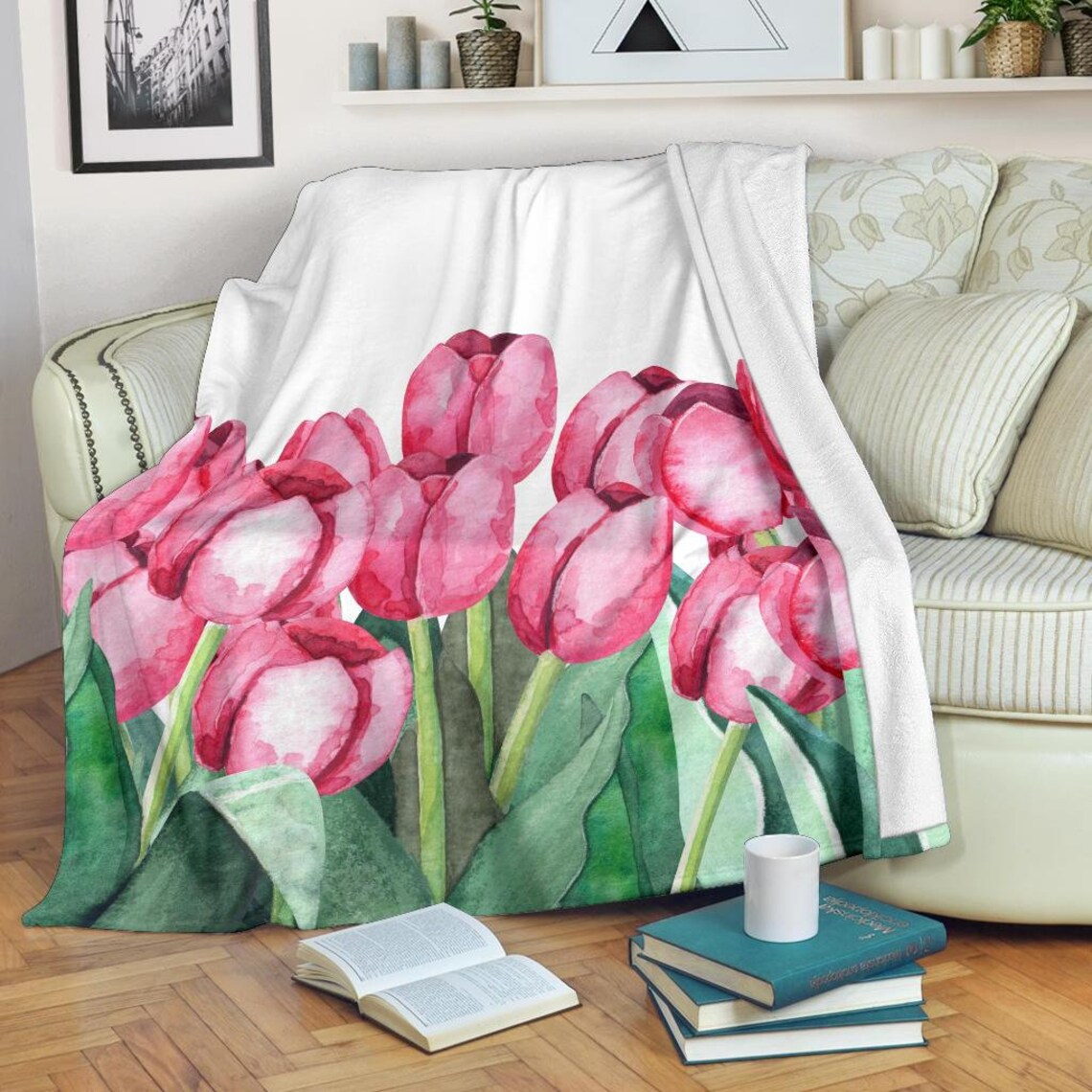 Tulips Flowers Blanket Tulips Throw Blanket Tulips Fleece Etsy
