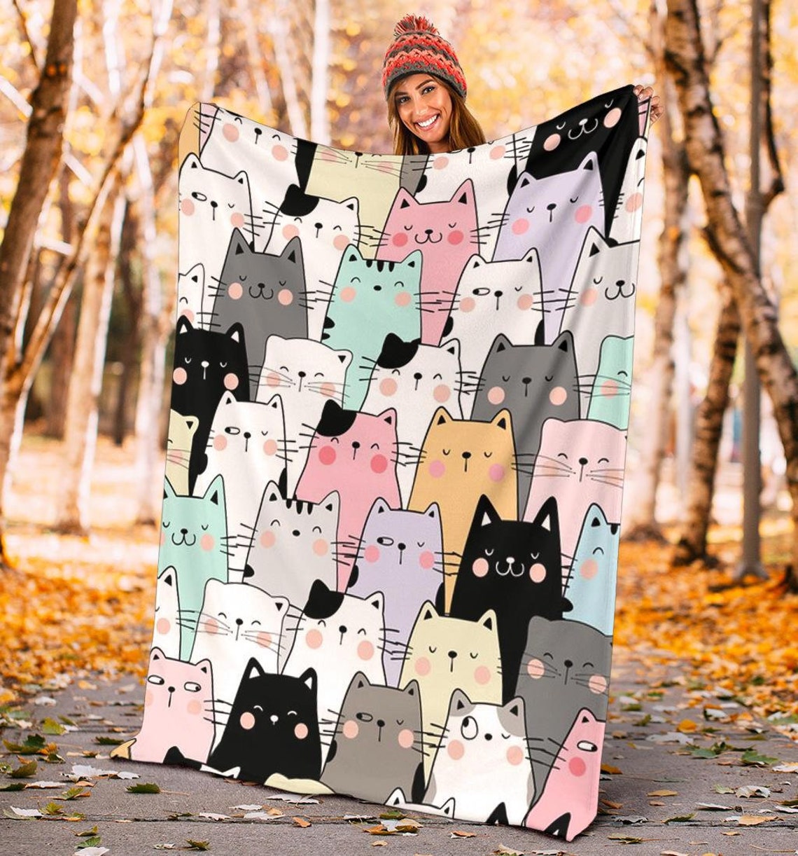 Cats Blanket Cats Print Blanket Cat Throw Blanket Cat Etsy