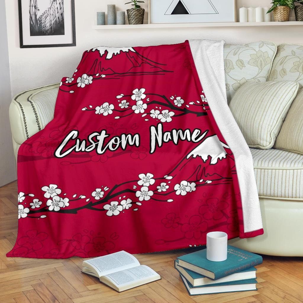 Japanese Flowers Blanket Sakura Throw Blanket Japanese Etsy