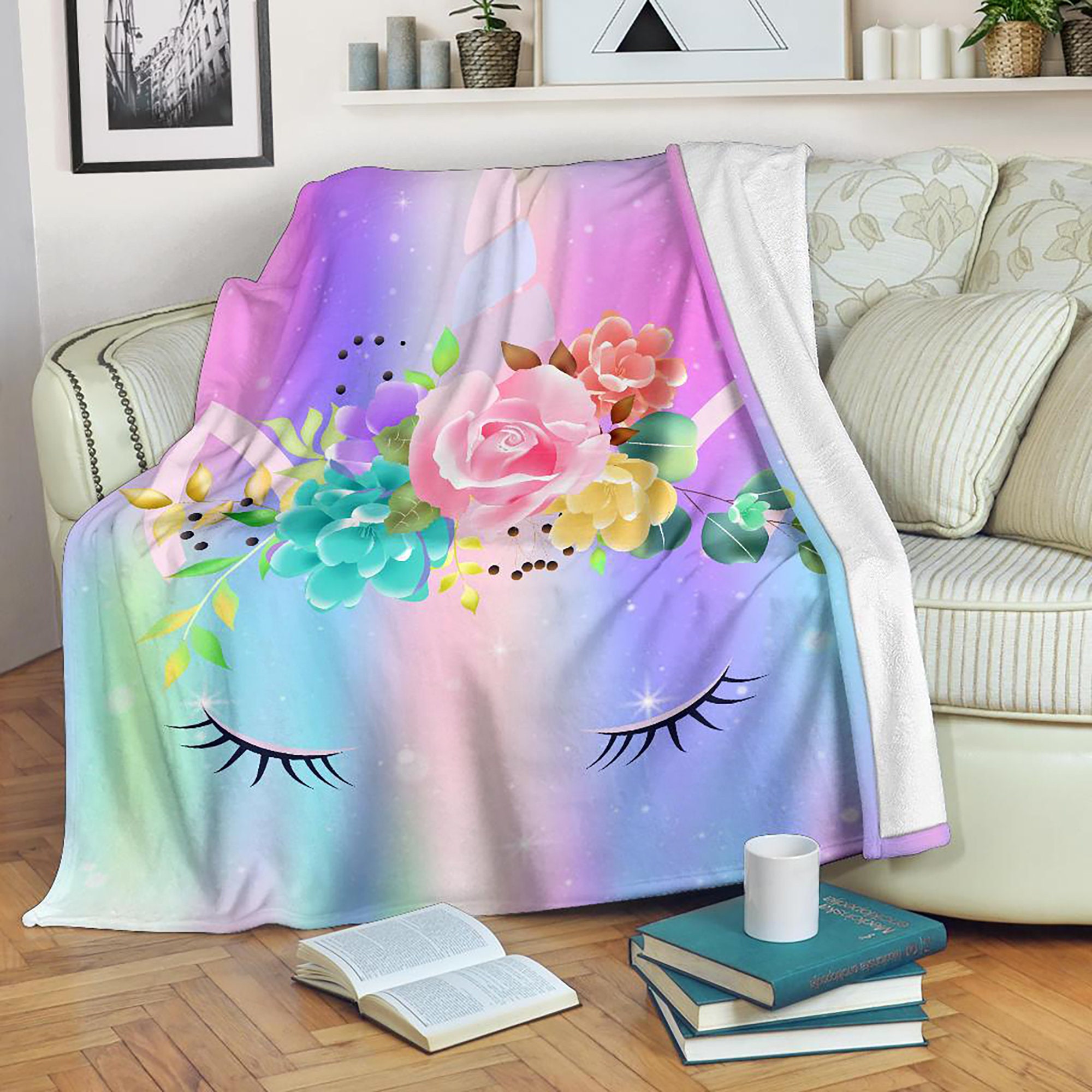 Unicorn Fleece Blanket Unicorn Throw Blanket Unicorn Etsy Ireland