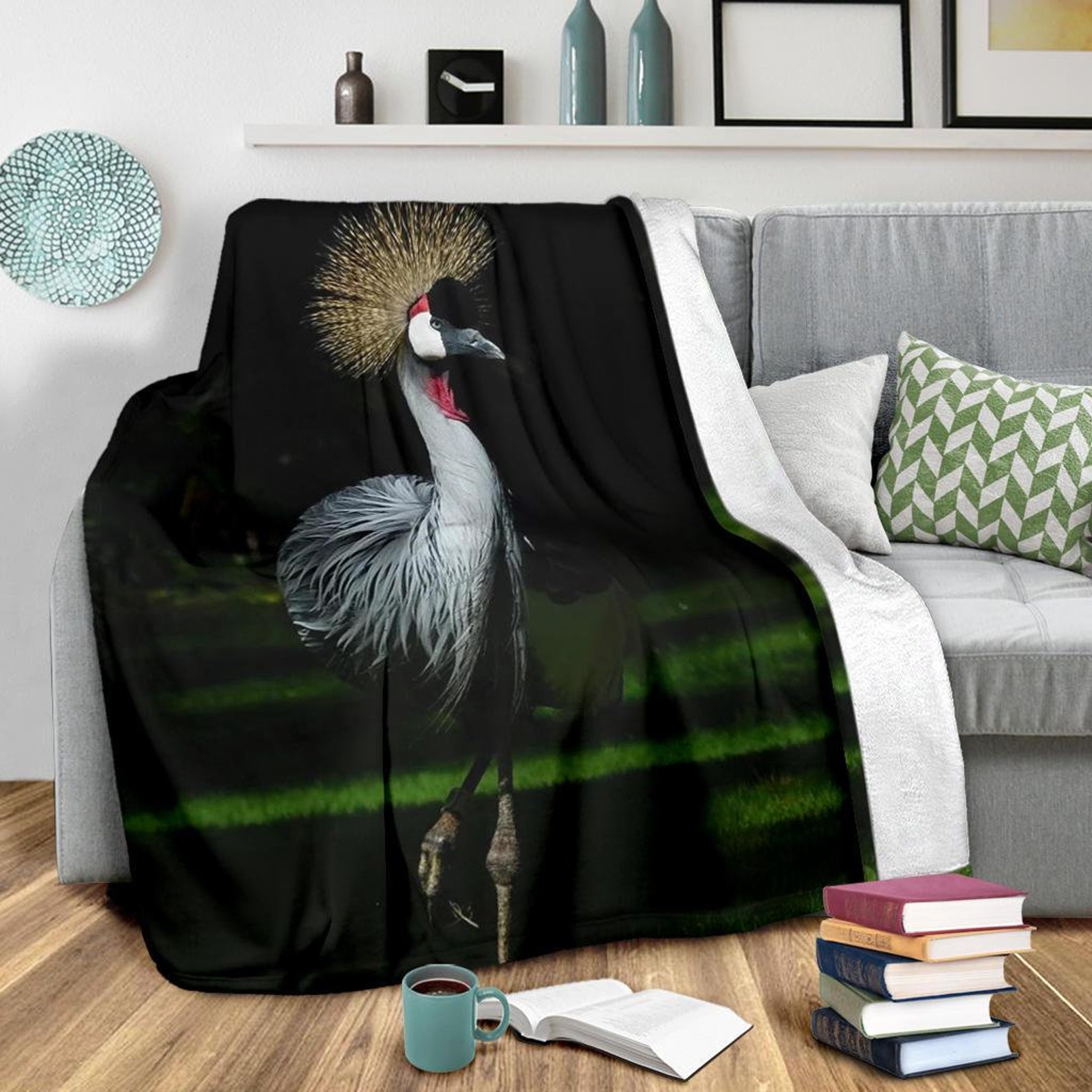 Crane Bird Blanket Crane Bird Throw Blanket Crane Bird Etsy