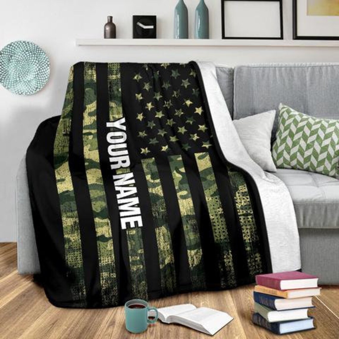 Army Fleece Blanket Soldier blanket Camo American flag Etsy