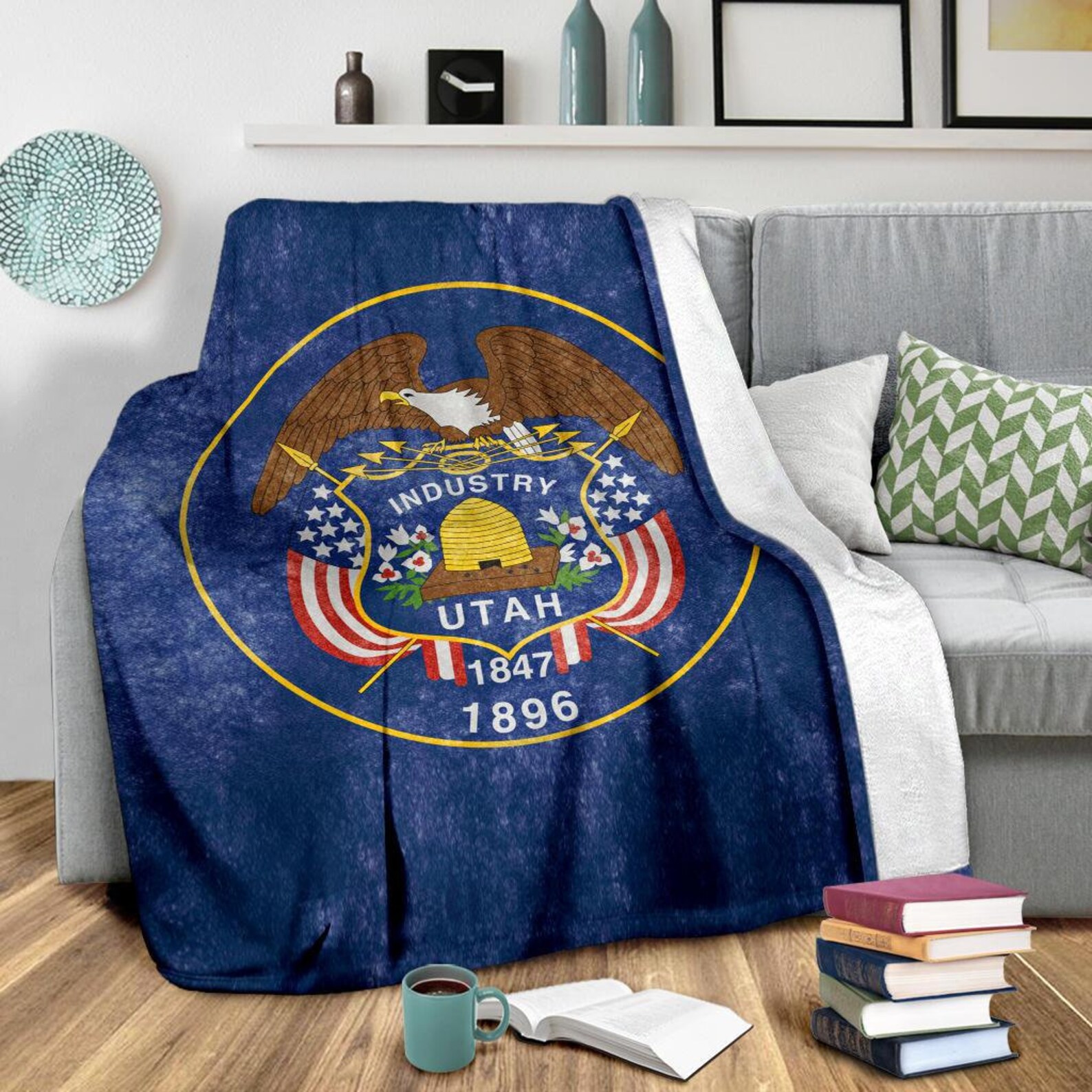 Utah Flag Blanket Utah Throw Blanket Utah Fleece Blanket Etsy