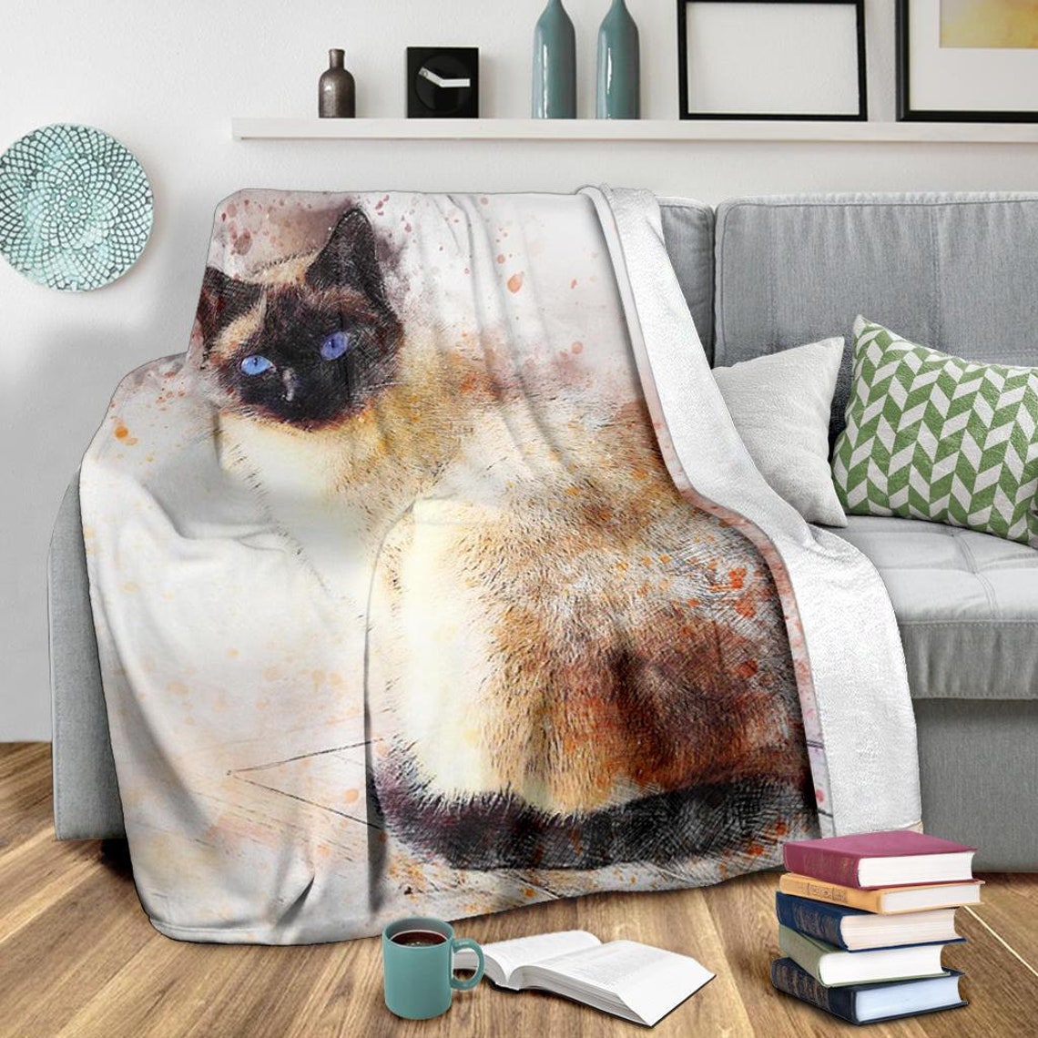 Siamese Cat Blanket Siamese Throw Blanket Siamese Fleece Etsy