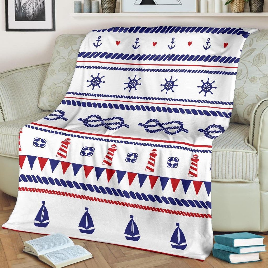 Nautical Blanket Sailing Throw Blanket Nautical Fleece Etsy