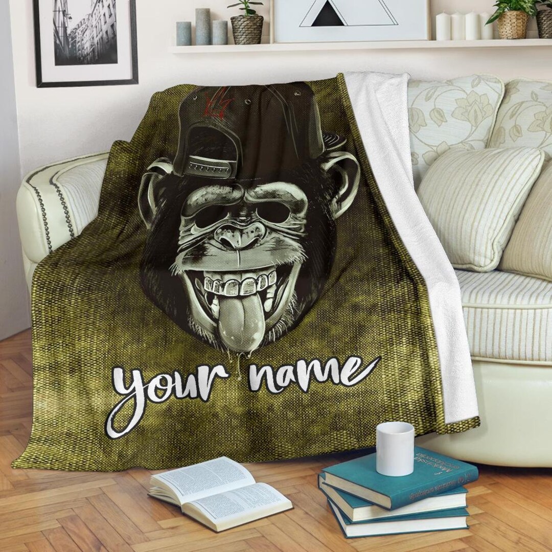 Monkey Blanket Monkey Throw Blanket Monkey Fleece Blanket Etsy