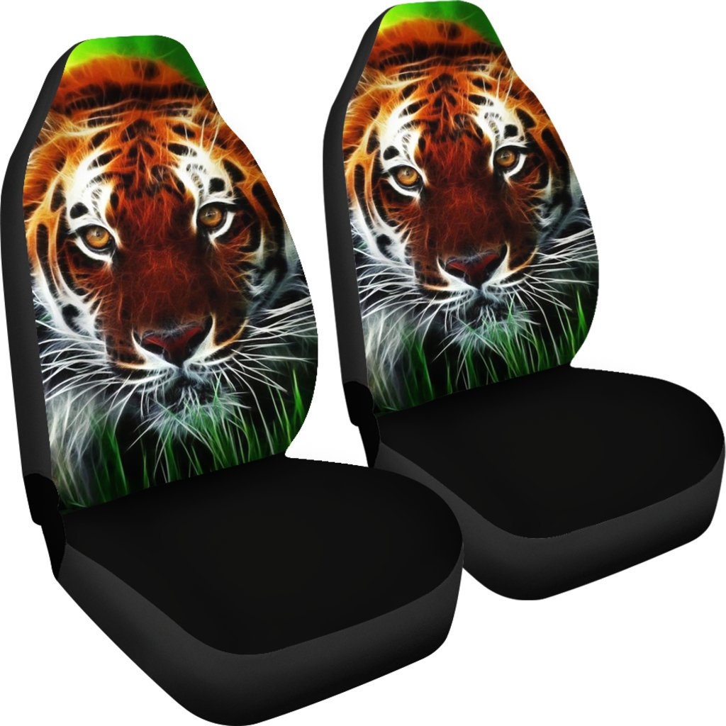 Discover Tiger Car Seat Covers (Set Of 2) - Universal Front Car and Suv Seat Covers - Custom Seat Protector - Tiger Car Accessory - gift for her him