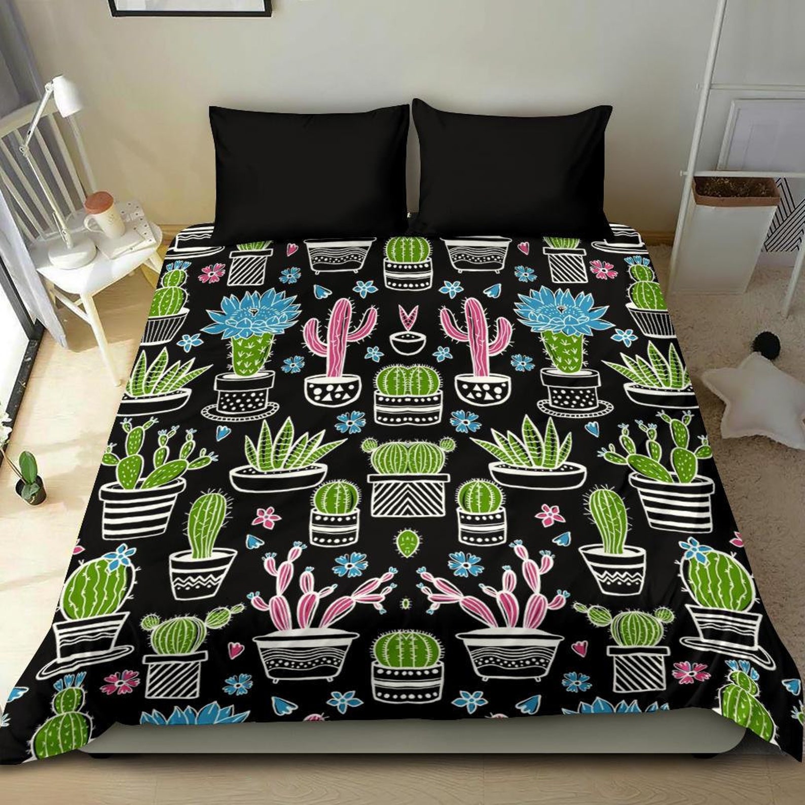 Cactus Plants Bedding Set Bed Cover Duvet Cover and Pillow Etsy