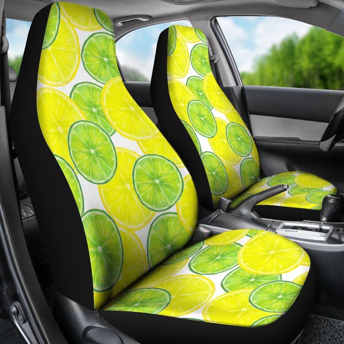 Lemon Lime Car Seat Covers set of 2 Universal Front Car Etsy Canada