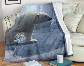 ALAZA Cute Polar Bear Say Hello Blanket Soft Warm Cozy Bed Couch Lightweight Polyester Microfiber Blanket Throw Size 50 W x 60 L for Kids Women Boy