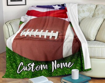 Custom Football City Blanket Personalized Throw Blanket 3D Printed with Name Numbers Photo Text for Adult Kid Fans Gift