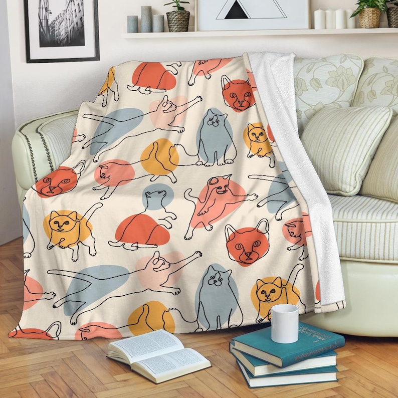 Cats Blanket Cats Print Blanket Cat Throw Blanket Cat Etsy