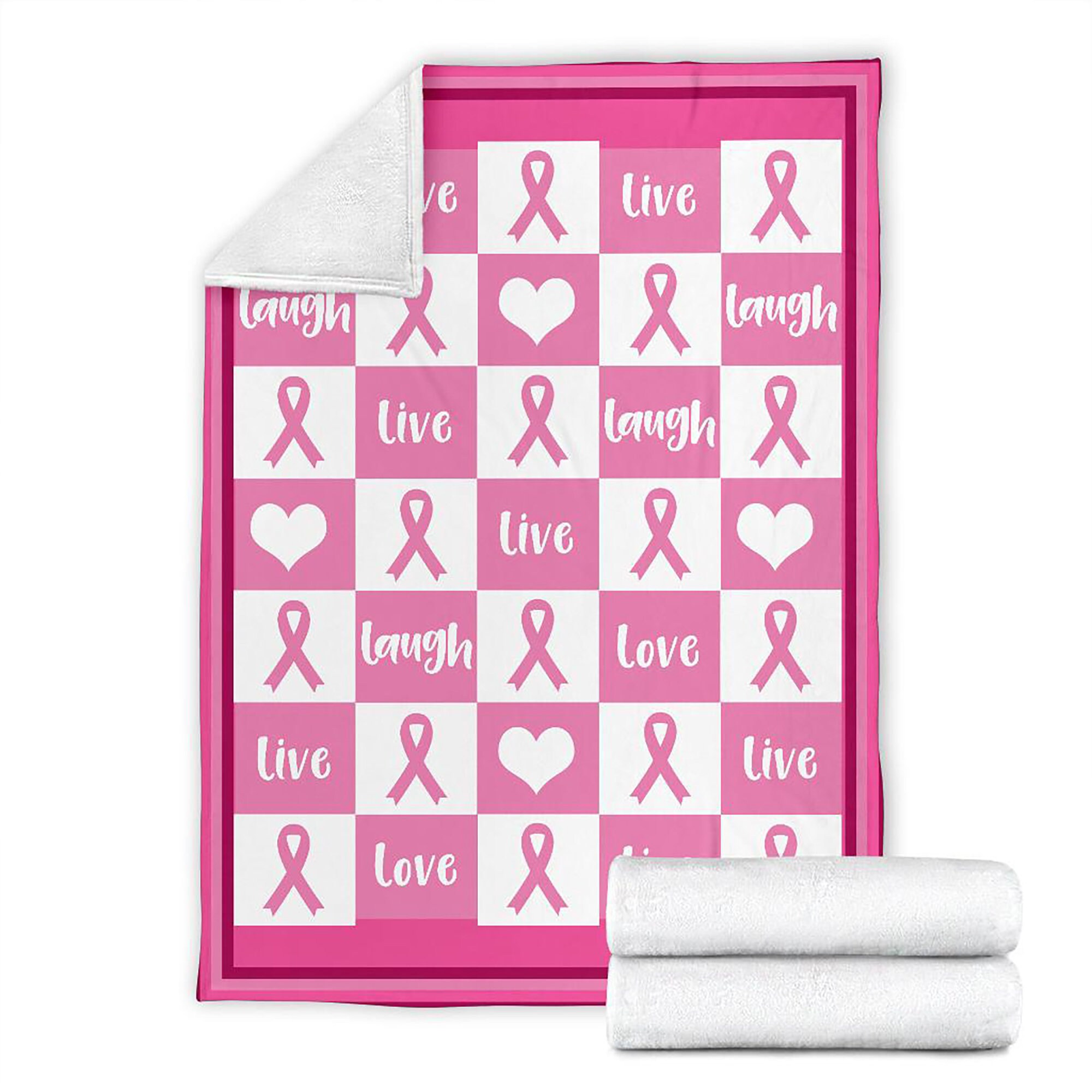 Breast Cancer Fleece Blanket Live Love Laugh Cancer Blanket Etsy Canada