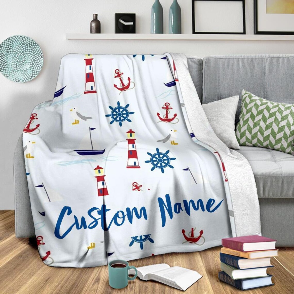 Nautical Blanket Sailing Throw Blanket Nautical Fleece Etsy