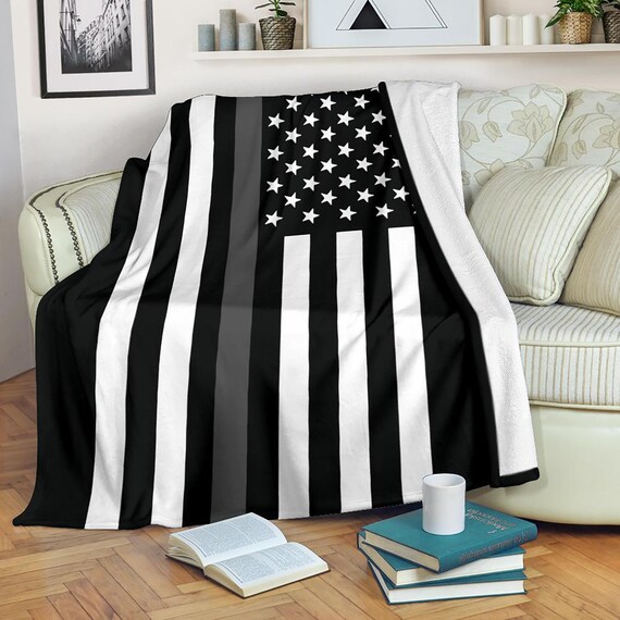 Correction Officer Thin Grey Line American Flag Fleece Blanket Etsy