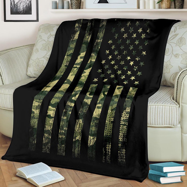 Army Fleece Blanket Soldier Blanket Camo American Flag Etsy