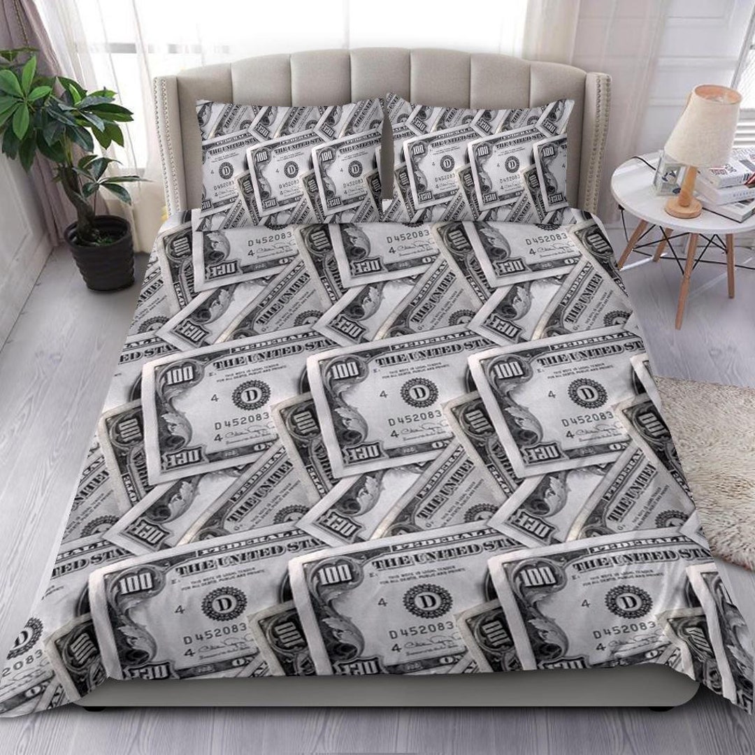 Money Dollar Print Bedding Set Money Dollar Print Bed Cover Etsy