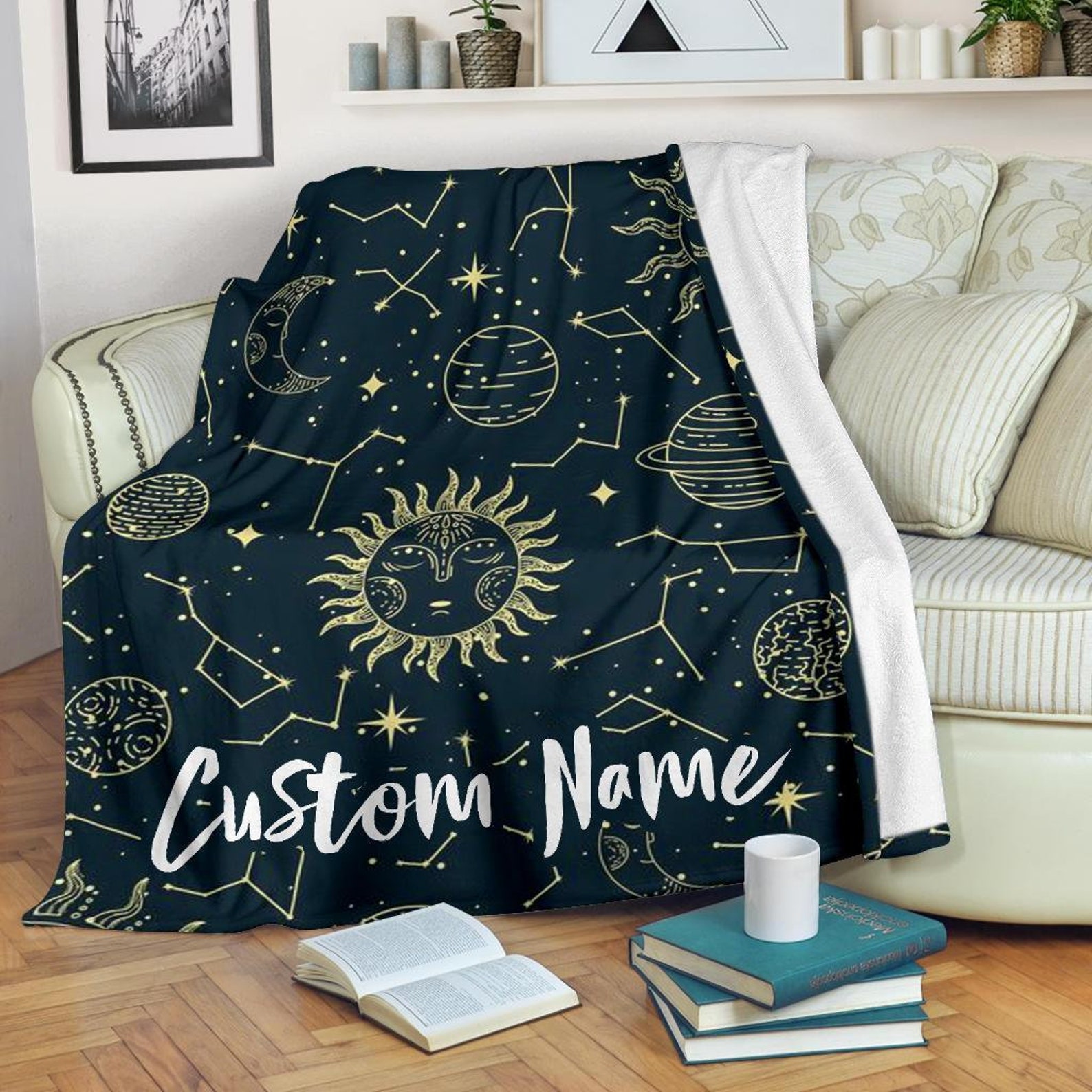 Zodiac Blanket Horoscope Print Blanket Astrology Pattern Etsy