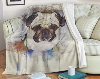 pug fleece blanket