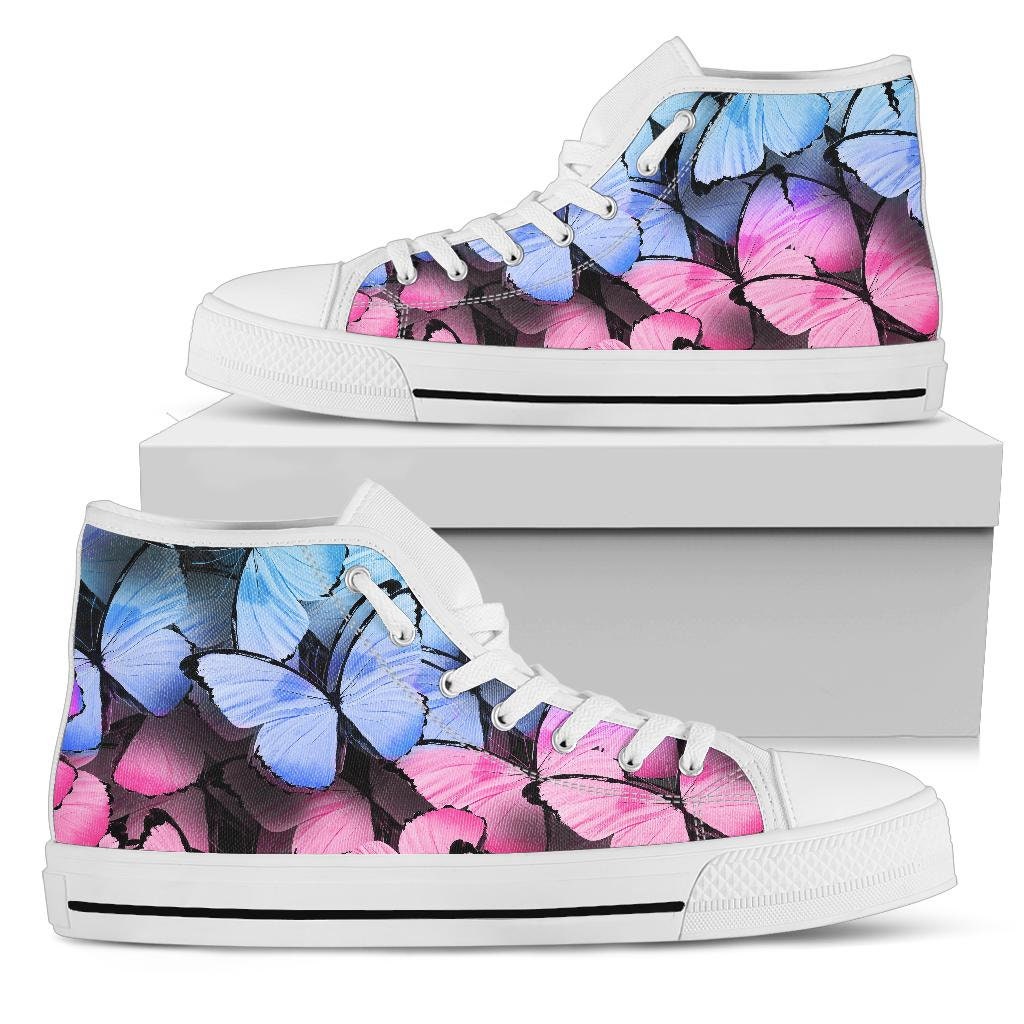 Watercolor Butterfly Print Men's Low Top Shoes