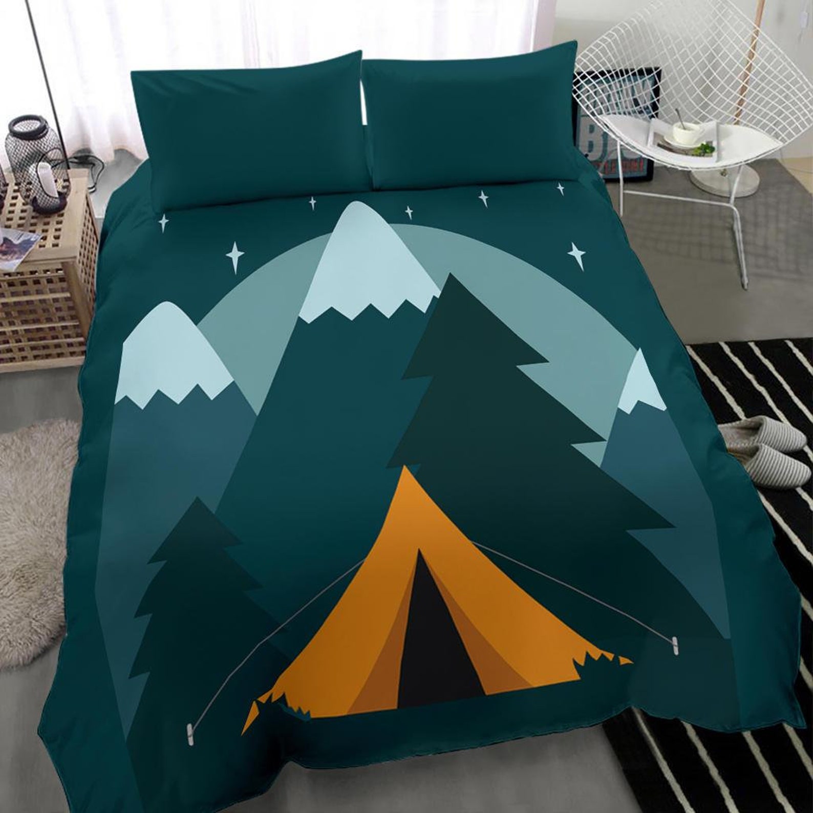 Camping Camper Bedding Set Bed Cover Duvet Cover and Etsy España