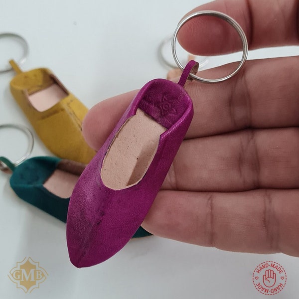 Moroccan Keychain Original Slippers Babouche style - Handmade Leather Shoes keychain gift