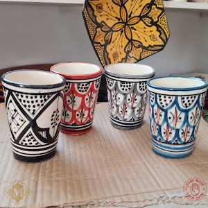 Vintage Moroccan Ceramics Cups - Lot of 4 Cups