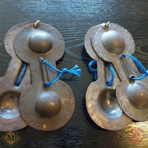 2 Pair Moroccan Gnawa Instrument Handmade Iron Castanets Qraqeb - 3 Sizes