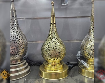 Moroccan Brass handmade lantern table lamp look vintage lighting style Table Lamp Shade Moroccan Brass