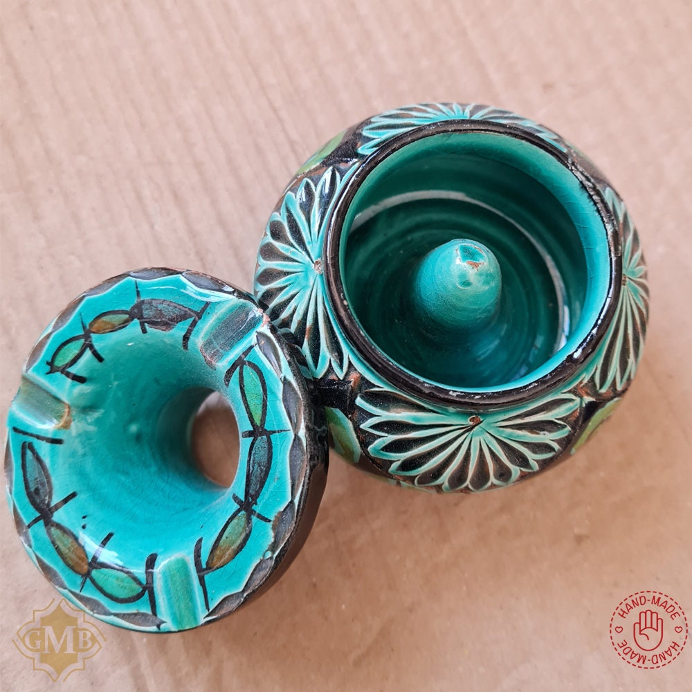 Grand cendrier marocain tadelakt large turquoise