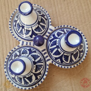 Moroccan Fassi Triple mini Tajine Hand Crafted 2 Colors imagem 3