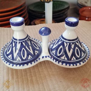 Moroccan Fassi Double mini Tajine Hand Crafted