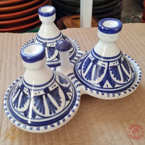 Moroccan Fassi Triple mini Tajine Hand Crafted 2 Colors imagem 2