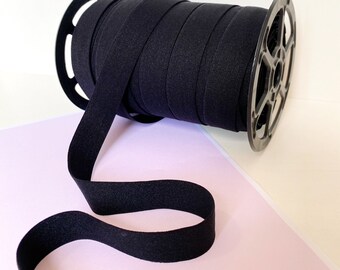 Black elastic band. 20 mm wide (0.79 inches) Elastic for making lingerie. DIY.