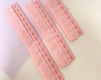 Pink hook and eye corset closures. 3 sizes available. to close the corset, to close the bustier, for making lingerie, DIY, sewing lingerie.