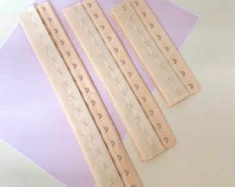 Beige hook and eye corset closures. 3 sizes available. to close the corset, to close the bustier, for making lingerie, DIY, sewing lingerie.