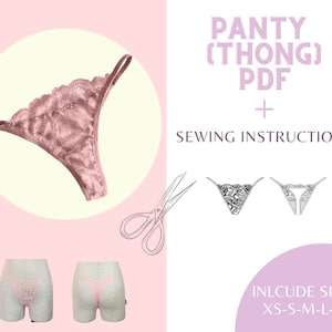 Panty PDF pattern includes sizes from XS to XL, lingerie pattern, pattern of underwear, Diy lingerie, handmade, bra pattern, sewing pattern