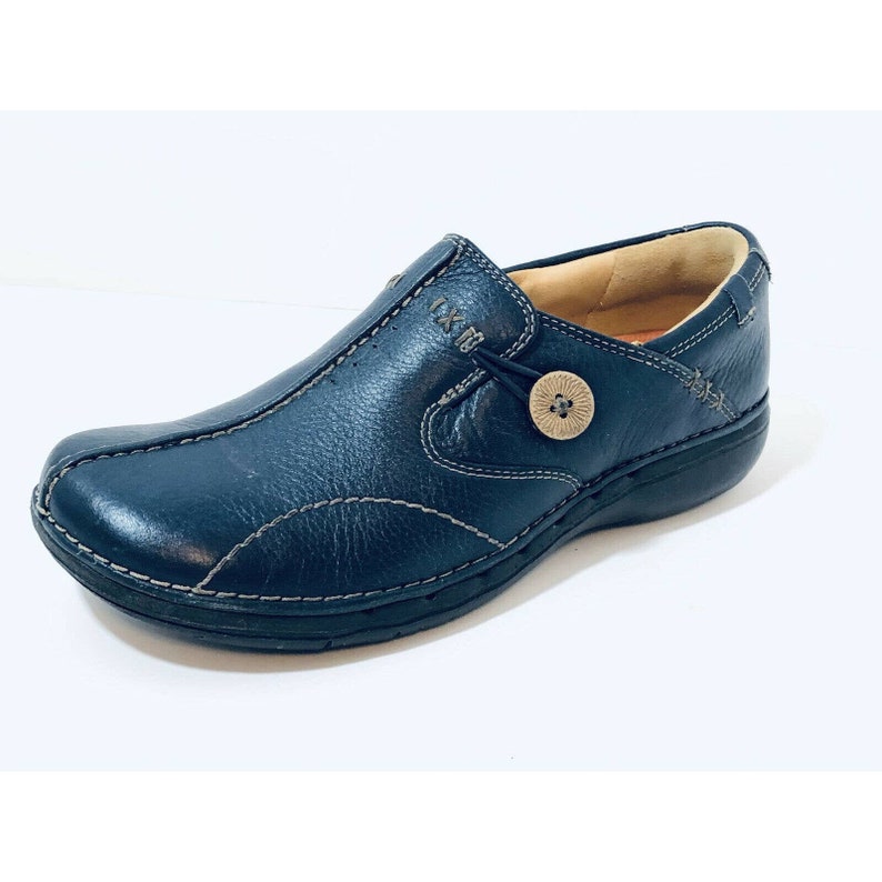 Clarks Unstructured Un Loop Slip On Blue Leather Shoes Women | Etsy
