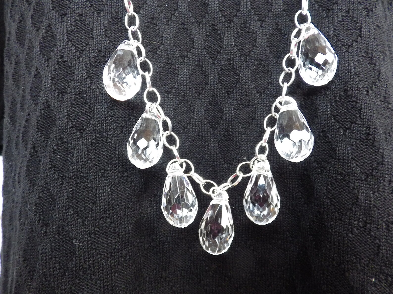 Collier Long Vintage Style Années 20 Flapper Gatsby - Argenté, Pierres Facettes, Plus De 90 Cm