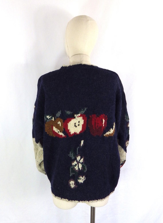 Vintage hand knit pure wool sweater apple pastora… - image 8