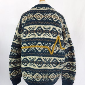 Vintage Hand Made in Ecuador Hand Knit Fair Isle 100% Wool 