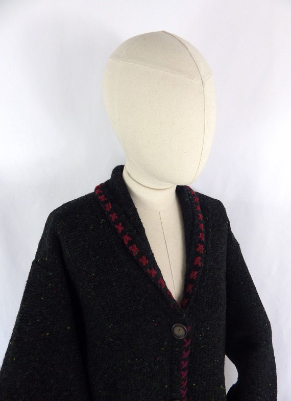 Vintage dark grey charcoal boucle thin wool mix c… - image 10