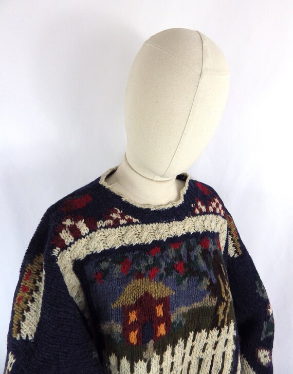 Vintage hand knit pure wool sweater apple pastora… - image 5
