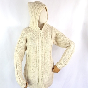 Hooded Zip up Cable Knit Sweater Womens - Etsy