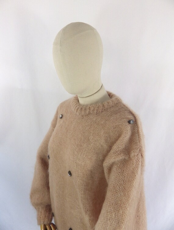 Vintage hand knitted dusky pink mohair sweater sp… - image 7