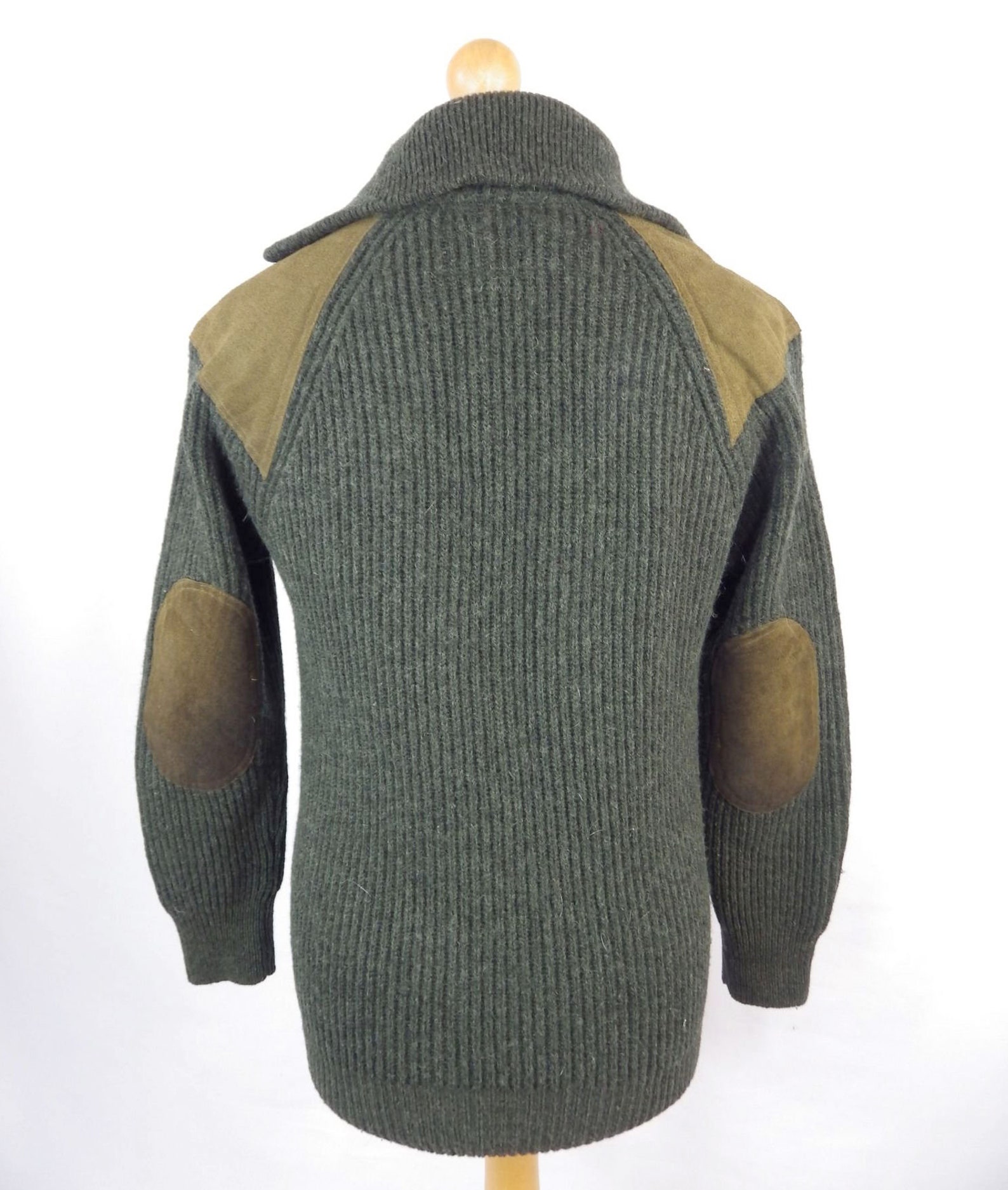 Vintage green hunting shooting wool jumper sweater suede | Etsy