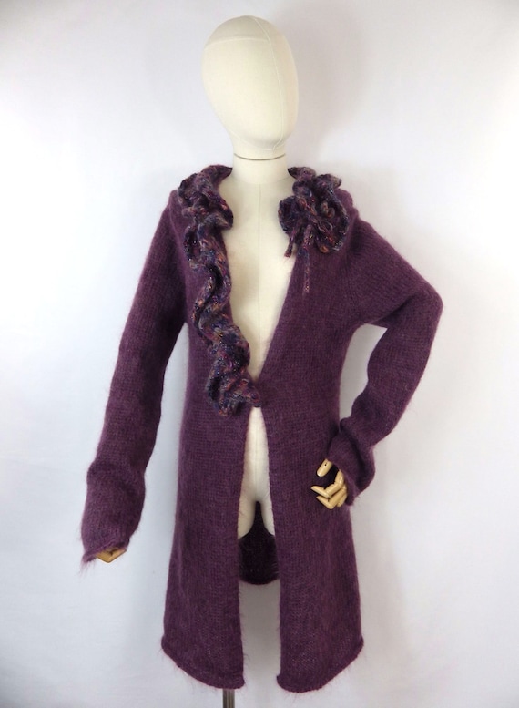 Dark purple cardigan sweater sale