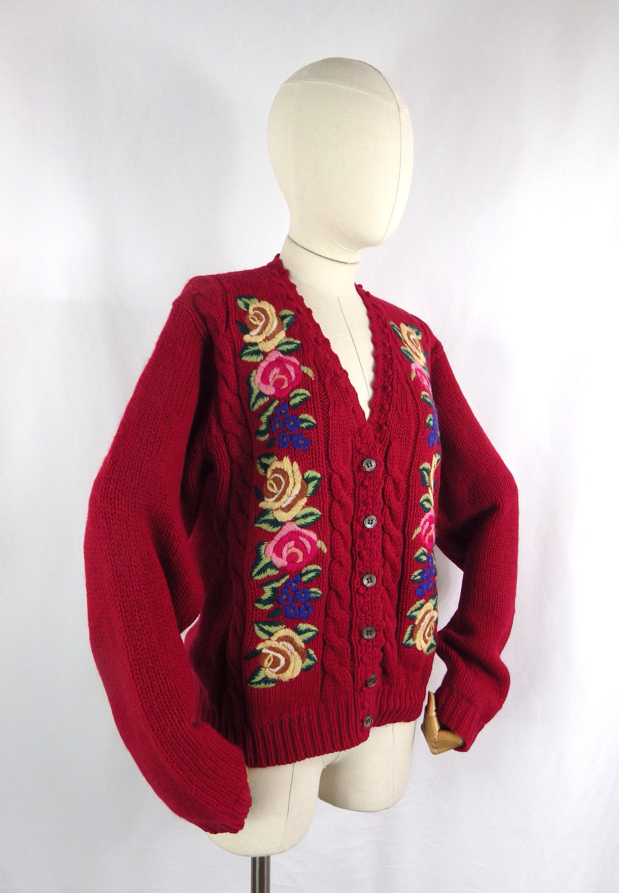 カーディガン eurovintage embroidery knitcardigan Cottagecore Embroidery Knit Cardigan – Retro Fairy