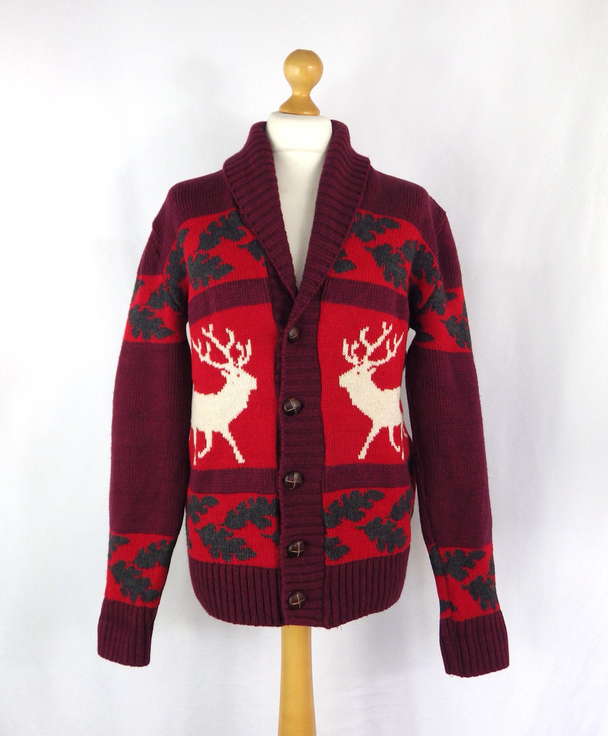 Reindeer cardigan mens best sale